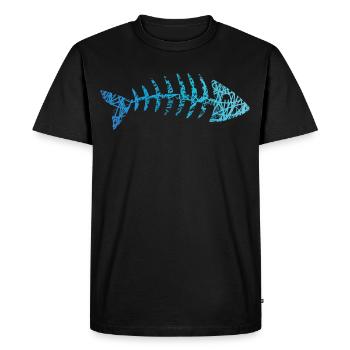 Fisch Gräten Fischskelett Fischgräten Kritzelei - Männer Premium Bio T-Shirt - Schwarz - Vorne - Nico (187cm)