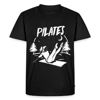 Grazile Pilates Trainingsmatte - Männer Premium Bio T-Shirt - Schwarz - Vorne - Nico (187cm)