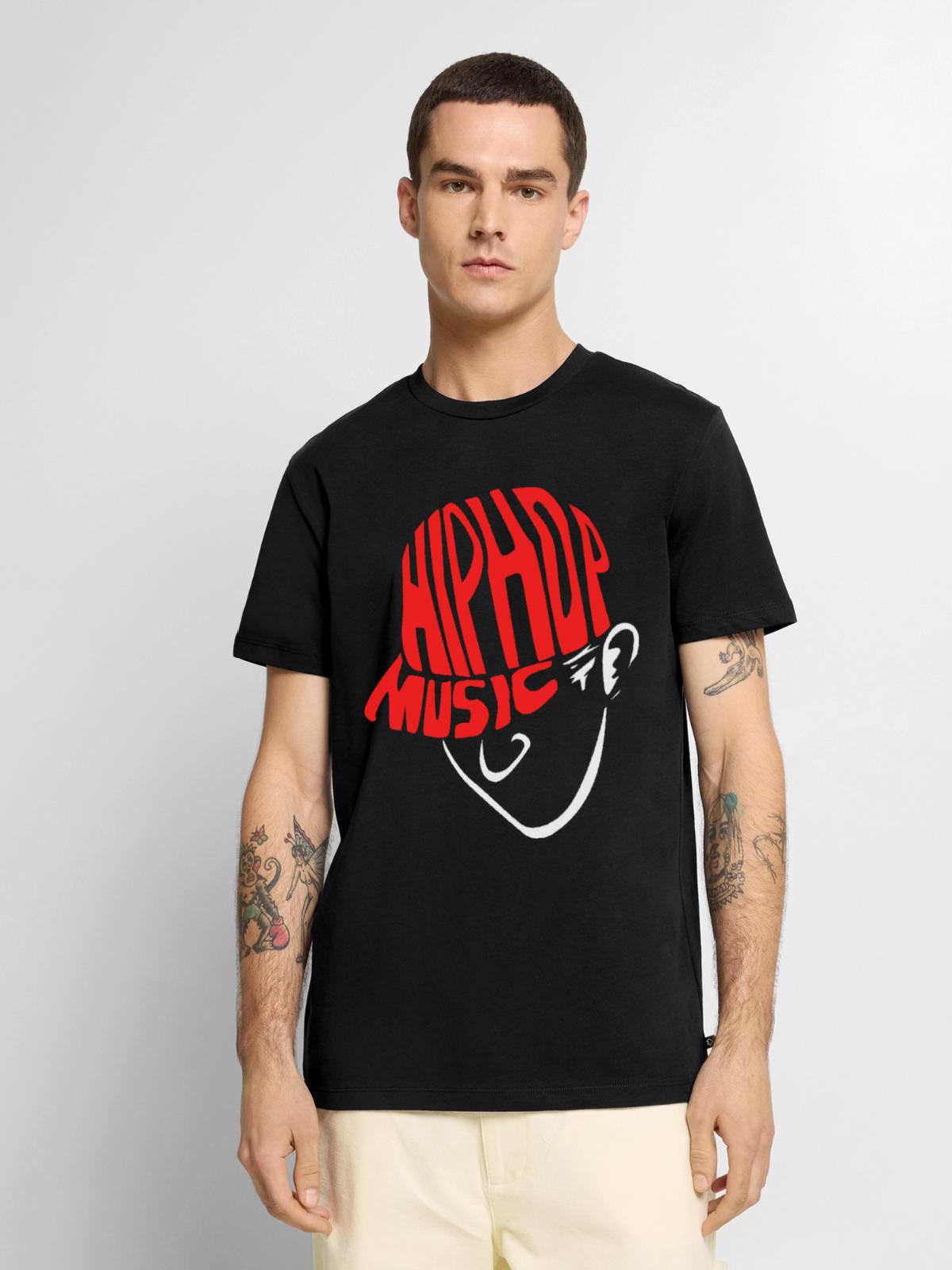 Basslastiger Rapper Mikrofonkönig - Männer Premium Bio T-Shirt - Schwarz - Vorne - Nico (187cm)