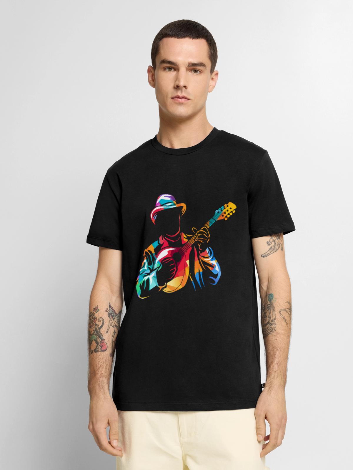 Flinker Mandolinist Zupforchester - Männer Premium Bio T-Shirt - Schwarz - Vorne - Nico (187cm)