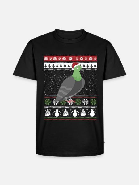 Ugly Christmas Taube - Männer Premium Bio T-Shirt - Schwarz