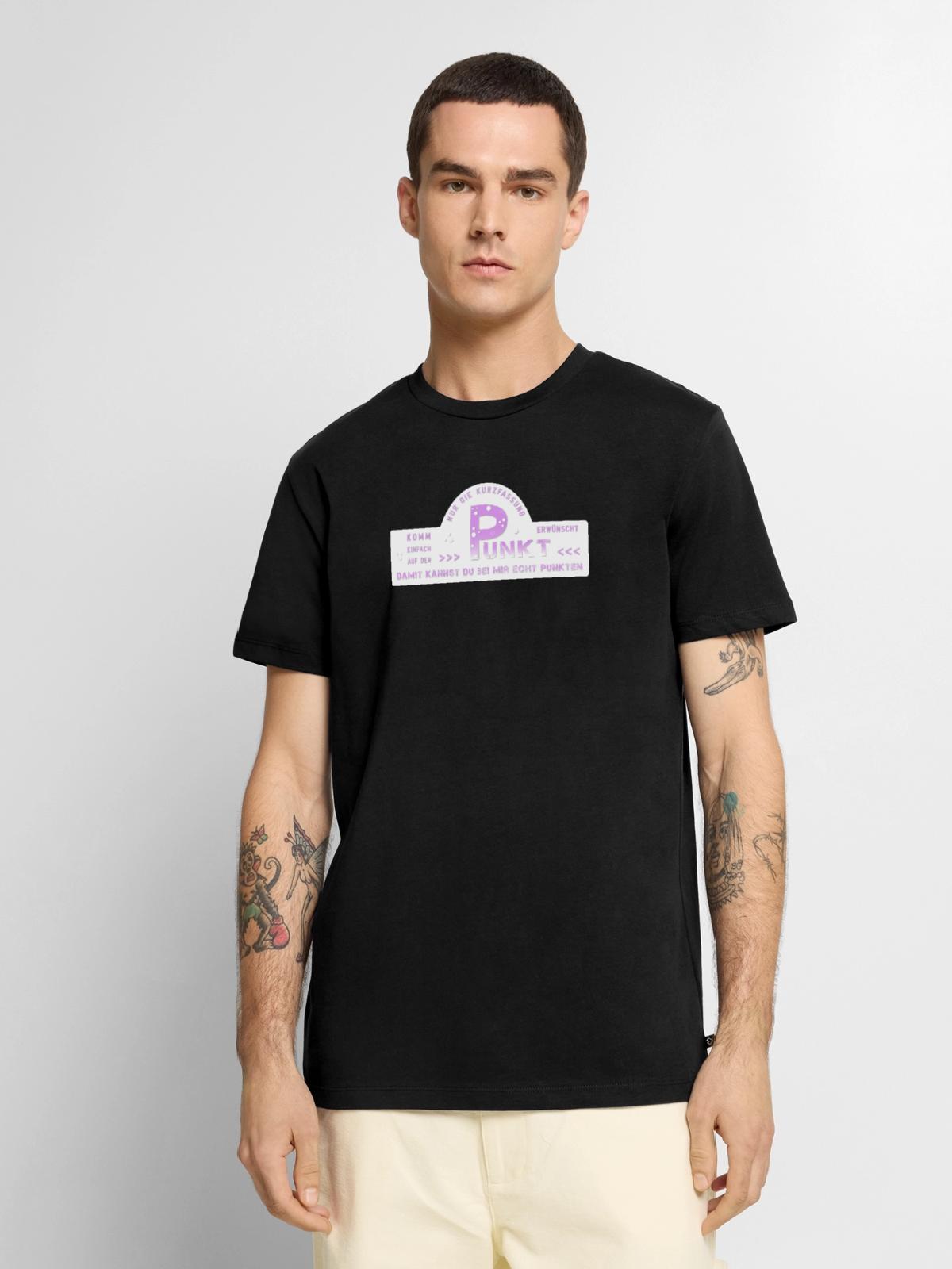 auf den Punkt kommen - Männer Premium Bio T-Shirt - Schwarz - Vorne - Nico (187cm)
