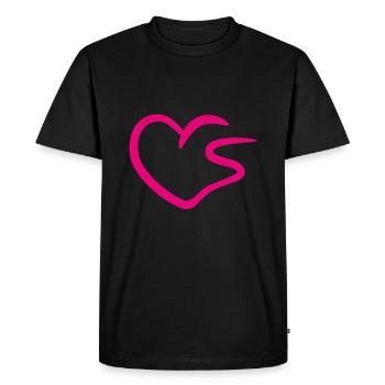 Coeur lettre S lettre initiale rose - T-shirt Premium bio Homme - noir - Devant - Nico (187cm)