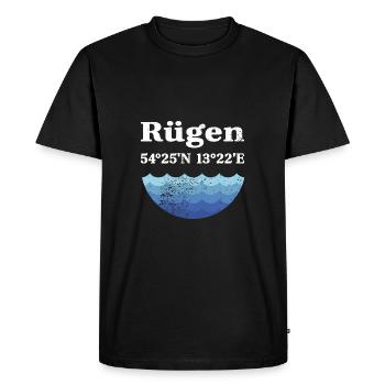 Insel Rügen Koordinaten - Männer Premium Bio T-Shirt - Schwarz - Vorne - Nico (187cm)