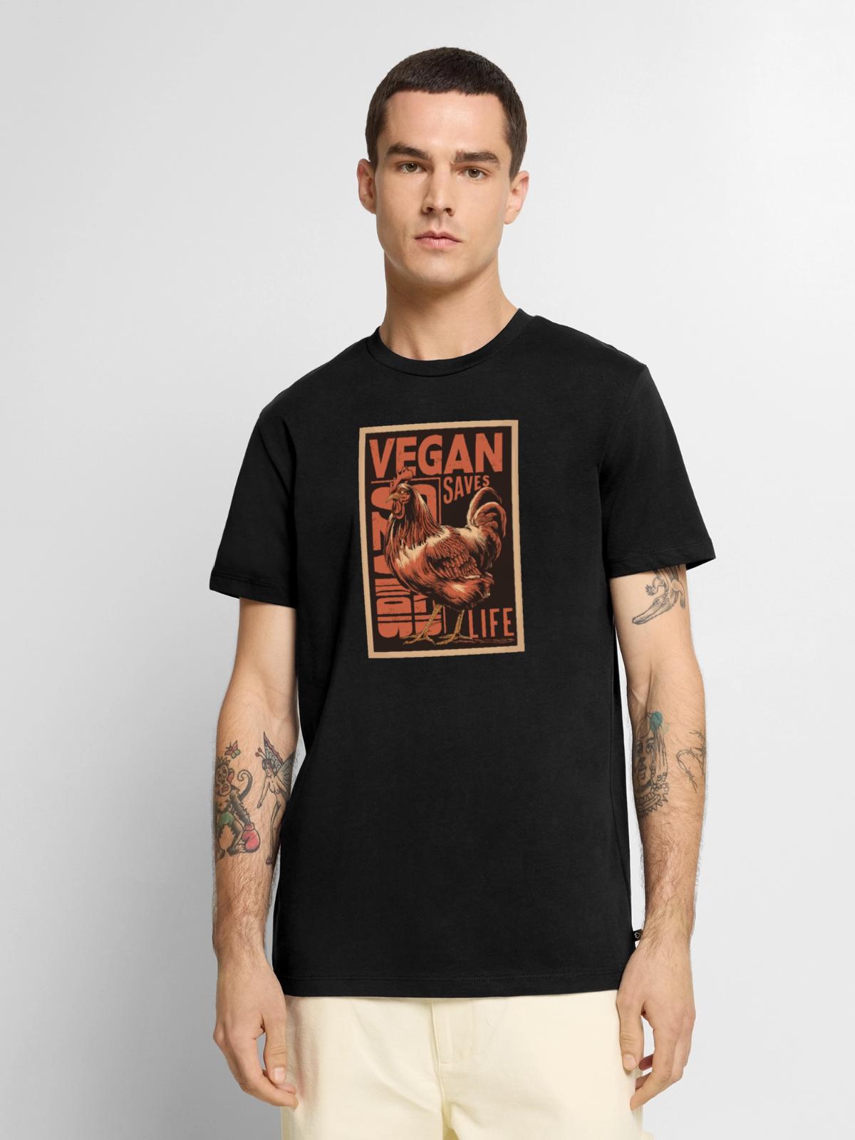 vegan saves life - Männer Premium Bio T-Shirt - Schwarz - Vorne - Nico (187cm)