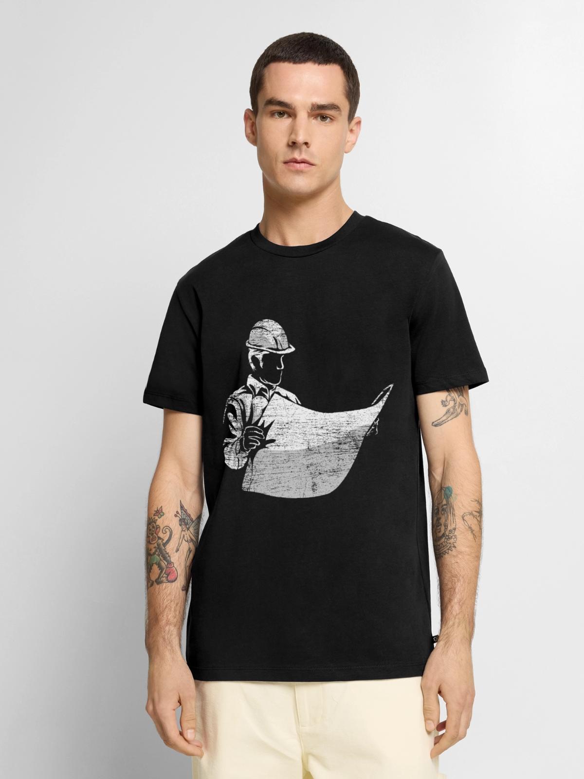Zuverlässiger Bautechniker Bauplan - Männer Premium Bio T-Shirt - Schwarz - Vorne - Nico (187cm)