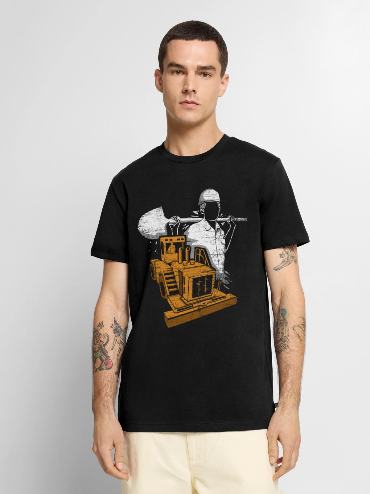 Fleißiger Straßenbauer Tiefbau - Männer Premium Bio T-Shirt - Schwarz - Vorne - Nico (187cm)
