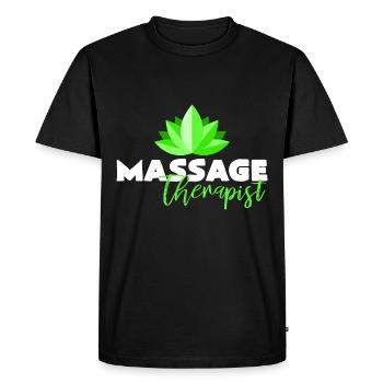 massage - Men's Premium Organic T-Shirt - black - Front - Nico (187cm)