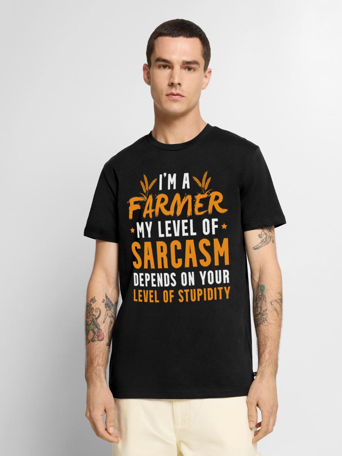 Lustiger Bauern Spruch - Männer Premium Bio T-Shirt - Schwarz - Vorne - Nico (187cm)