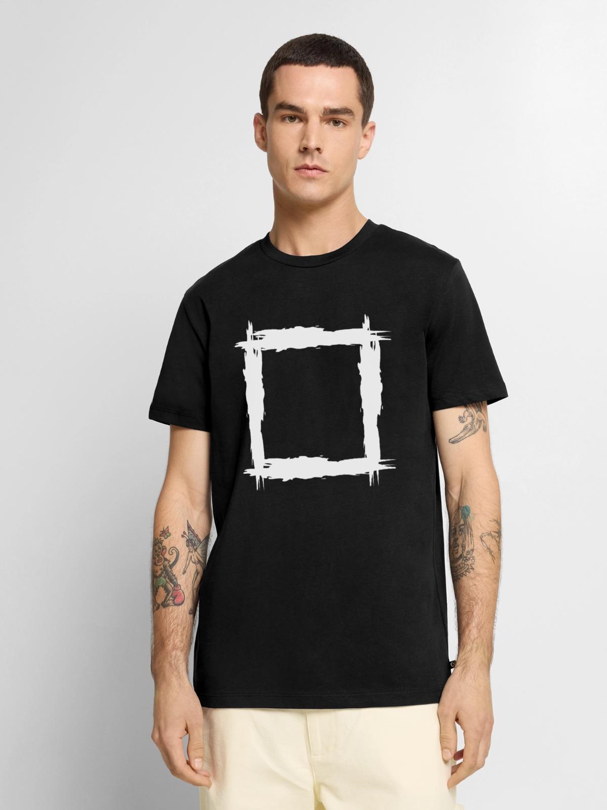 Quadrat weiß - Männer Premium Bio T-Shirt - Schwarz - Vorne - Nico (187cm)