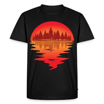 Sonnenuntergang am Waldsee - Männer Premium Bio T-Shirt - Schwarz - Vorne - Nico (187cm)