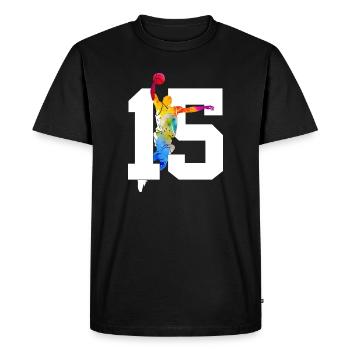 NUMMER 15 BASKETBALL 15. GEBURTSTAG - Männer Premium Bio T-Shirt - Schwarz - Vorne - Nico (187cm)