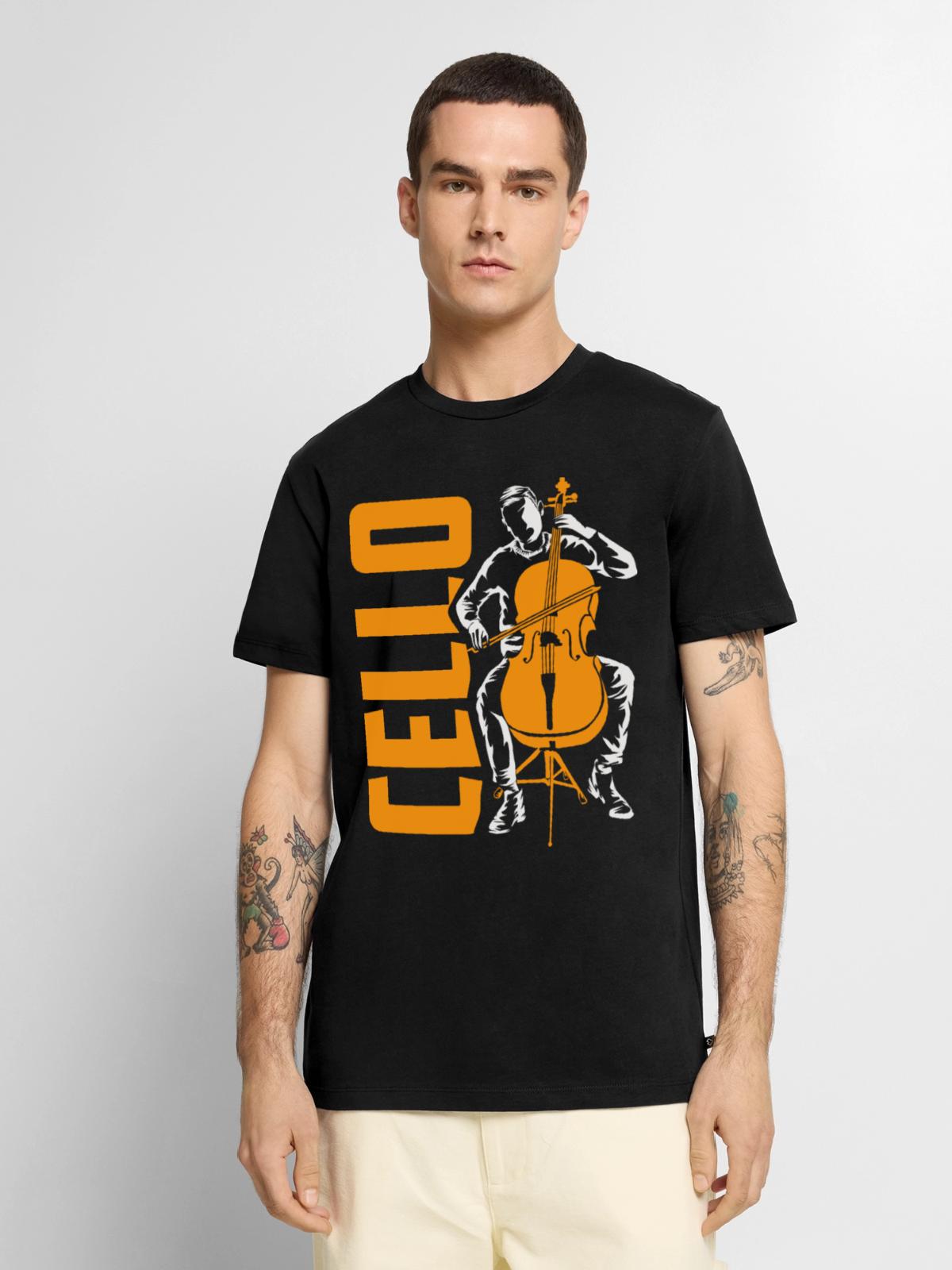 Vibrierendes Cello Orchesterklang - Männer Premium Bio T-Shirt - Schwarz - Vorne - Nico (187cm)