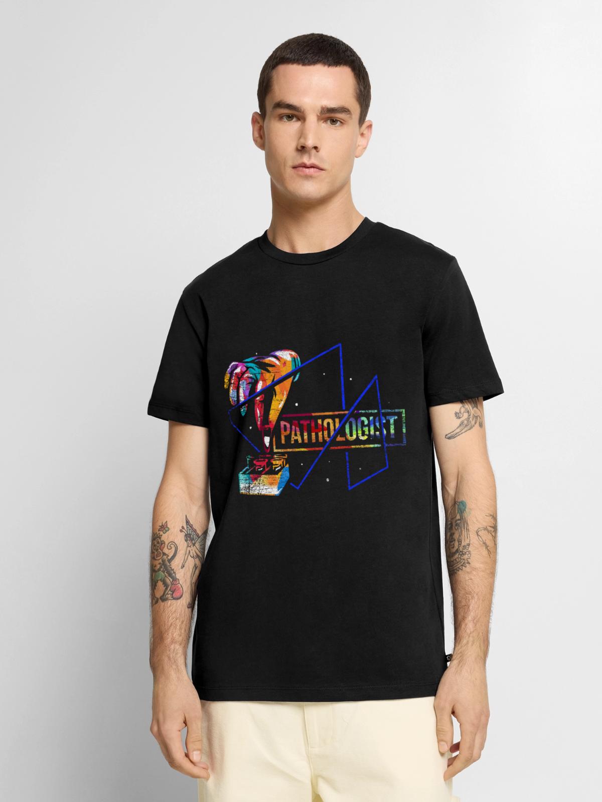 Akribischer Pathologe Mikroskop - Männer Premium Bio T-Shirt - Schwarz - Vorne - Nico (187cm)