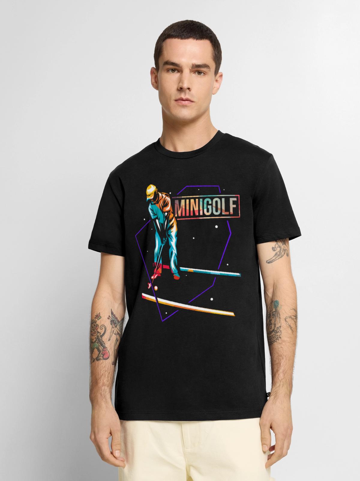 Zielsicherer Minigolf Turnierprofi - Männer Premium Bio T-Shirt - Schwarz - Vorne - Nico (187cm)
