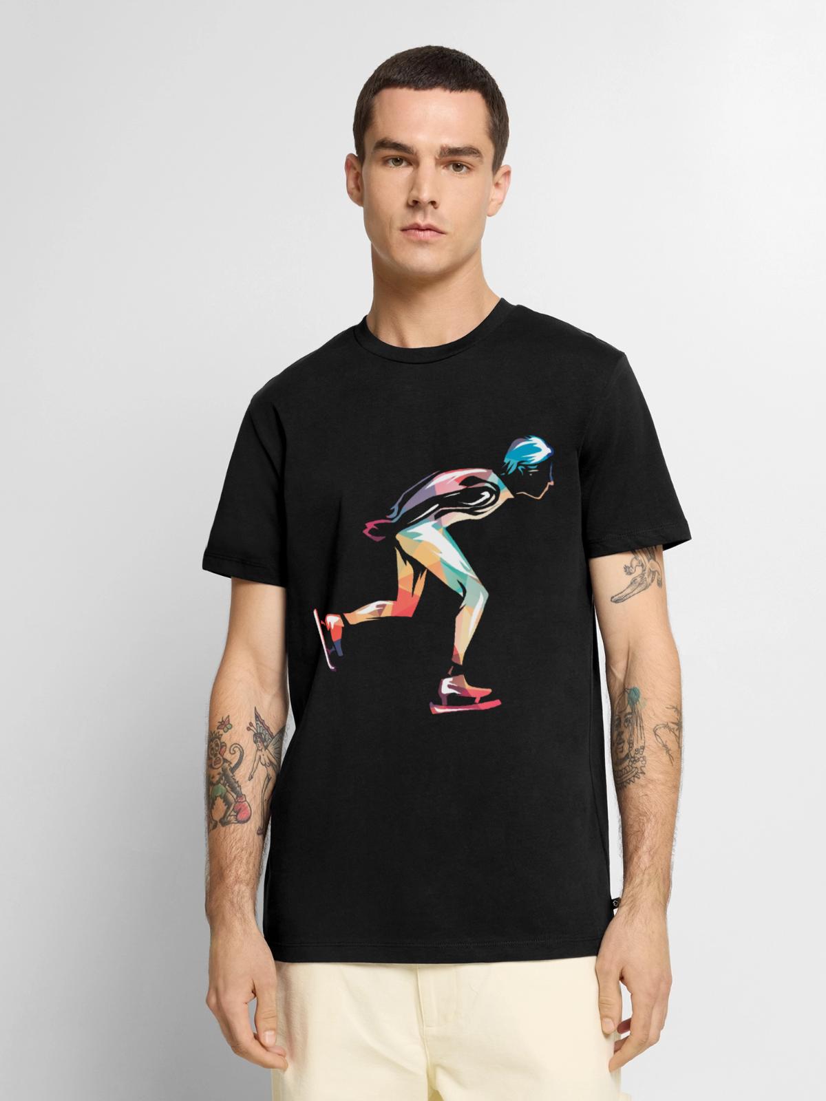 Schwebende Schlittschuhläuferin Eisbahn - Männer Premium Bio T-Shirt - Schwarz - Vorne - Nico (187cm)