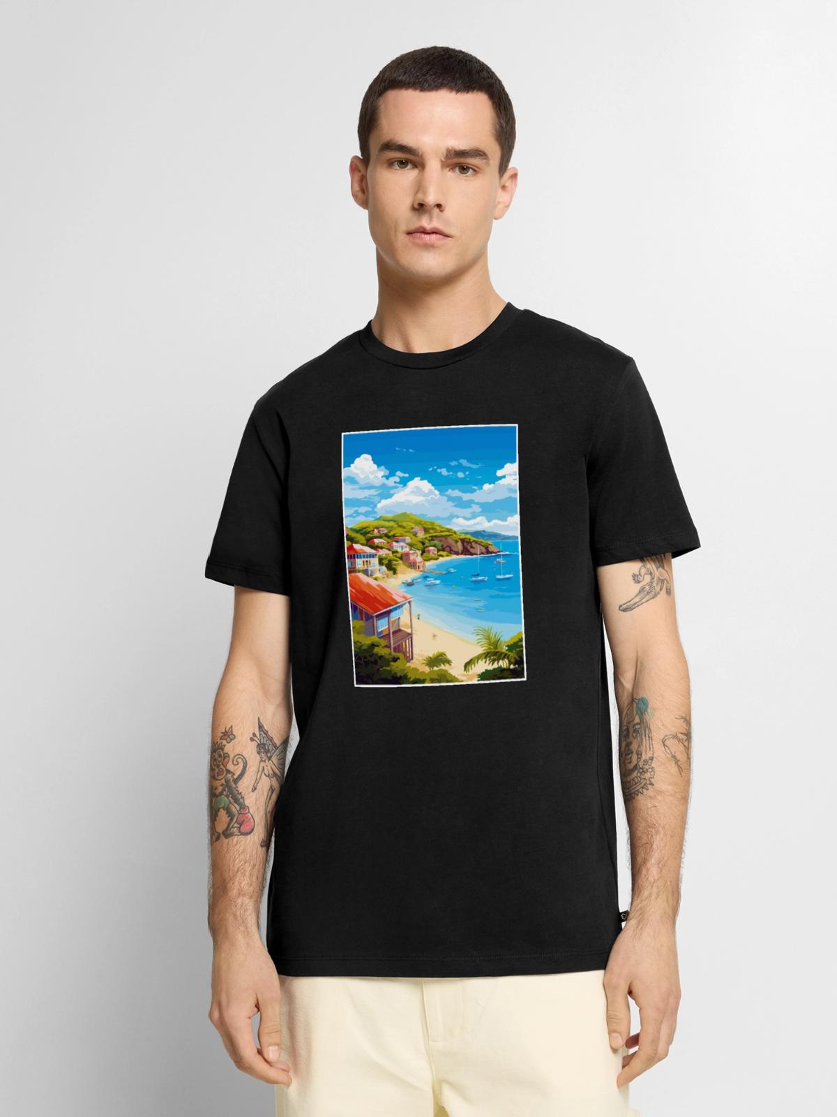 Antigua und Barbuda Karibik Reiseplakat - Männer Premium Bio T-Shirt - Schwarz - Vorne - Nico (187cm)