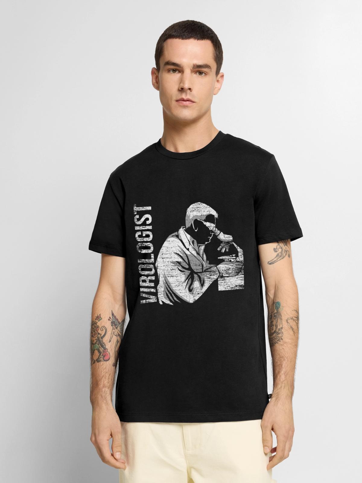 Scharfsinniger Virologe Mikroskop - Männer Premium Bio T-Shirt - Schwarz - Vorne - Nico (187cm)