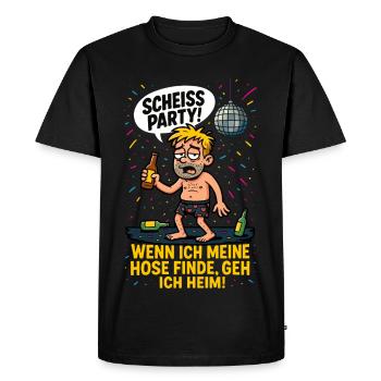 Scheiß Party –Wenn ich meine Hose finde, geh ich! - Männer Premium Bio T-Shirt - Schwarz - Vorne - Nico (187cm)