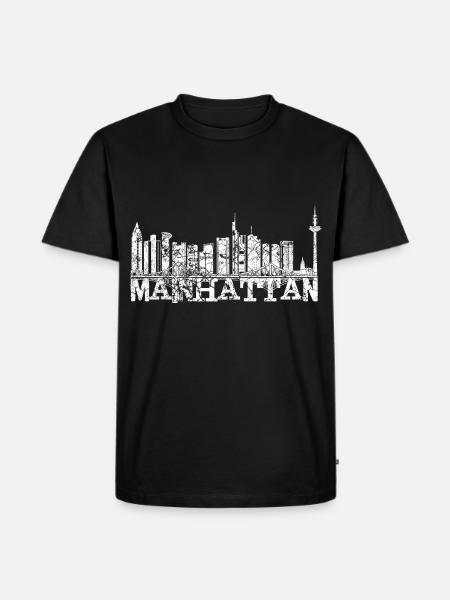 Mainhattan FFM - Männer Premium Bio T-Shirt - Schwarz