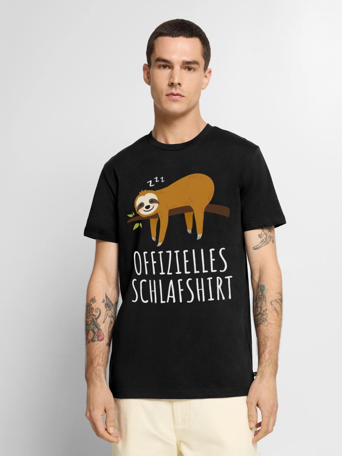 Offizielles Schlafshirt Schlafanzug Faultier - Männer Premium Bio T-Shirt - Schwarz - Vorne - Nico (187cm)