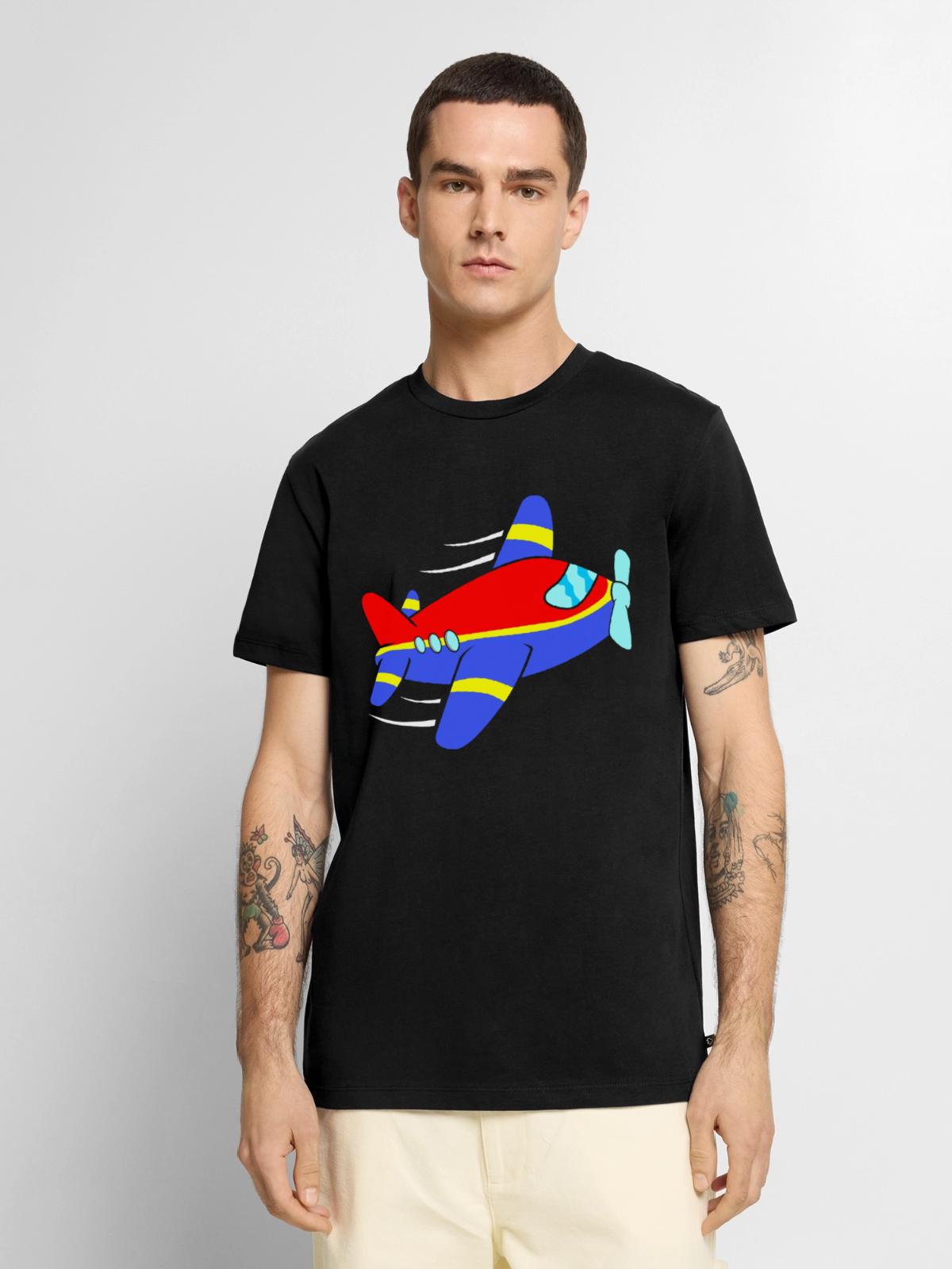 Flugzeug Flieger - Männer Premium Bio T-Shirt - Schwarz - Vorne - Nico (187cm)