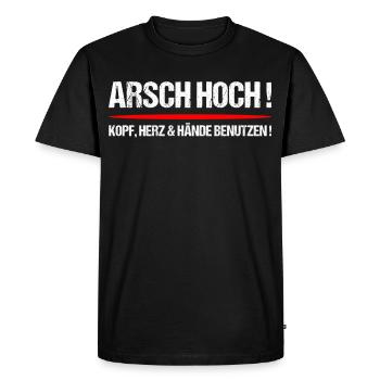 Arsch Hoch Kopf Herz Hände Motivation - Männer Premium Bio T-Shirt - Schwarz - Vorne - Nico (187cm)