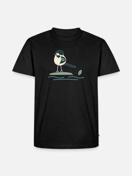 Bachstelze am Bach - Männer Premium Bio T-Shirt - Schwarz