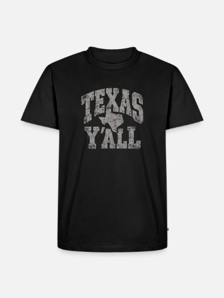 Texas Yall Distressed State Tee - Männer Premium Bio T-Shirt - Schwarz