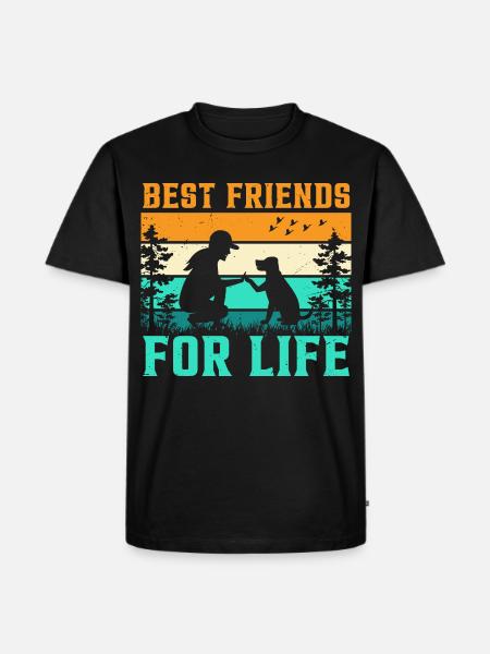Beste Freunde Fürs Leben Hund - Männer Premium Bio T-Shirt - Schwarz