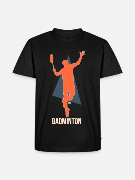 Badmintonspieler beim Smash - Retro Stil - Männer Premium Bio T-Shirt - Schwarz