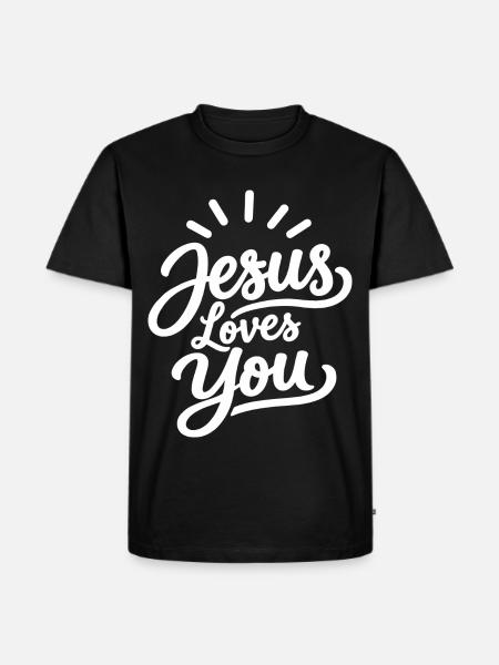 Jesus liebt dich christlicher Glaube - Männer Premium Bio T-Shirt - Schwarz