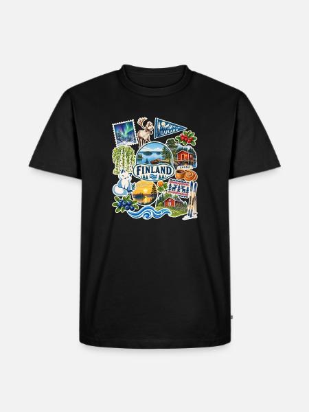 Finnland Reisesticker - Männer Premium Bio T-Shirt - Schwarz