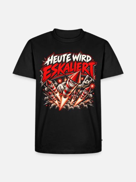 Heute wird eskaliert – Silvester Feuerwerk - Männer Premium Bio T-Shirt - Schwarz