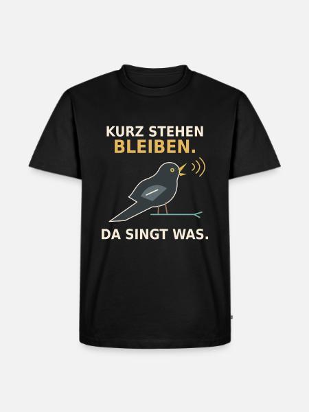 Kurz stehen bleiben – Amsel - Männer Premium Bio T-Shirt - Schwarz