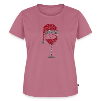 Wine Glass Christmas Weinglas Wein Weihnachten - Frauen Premium Bio T-Shirt - Mauve - Vorne - Selfina (174cm)