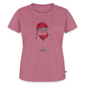 Wine Glass Christmas Weinglas Wein Weihnachten - Frauen Premium Bio T-Shirt - Mauve - Vorne - Selfina (174cm)