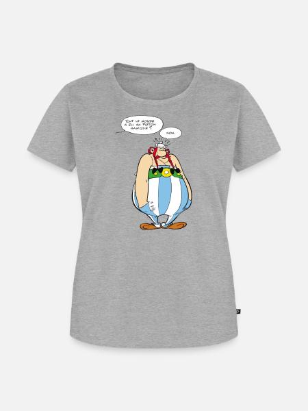 Asterix & Obelix - Obelix Sprechblasen - Frauen Premium Bio T-Shirt - Grau meliert