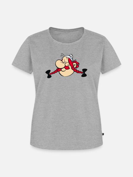Asterix & Obelix - Obelix Gesicht - Frauen Premium Bio T-Shirt - Grau meliert