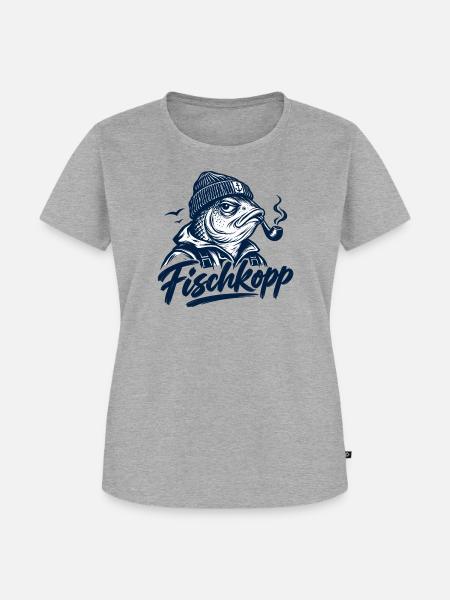 Fischkopp - Fisch - Nordsee - Ostsee - Spruch - Frauen Premium Bio T-Shirt - Grau meliert