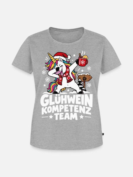 Glühwein Kompetenz Team Einhorn - Frauen Premium Bio T-Shirt - Grau meliert