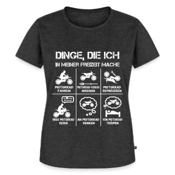 Freizeit - Motorradfahrer - Biker - Frauen Premium Bio T-Shirt - Anthrazit meliert - Vorne - Selfina (174cm)