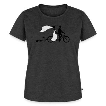 Hochzeit Fahrrad mit Dosen - Frauen Premium Bio T-Shirt - Anthrazit meliert - Vorne - Selfina (174cm)