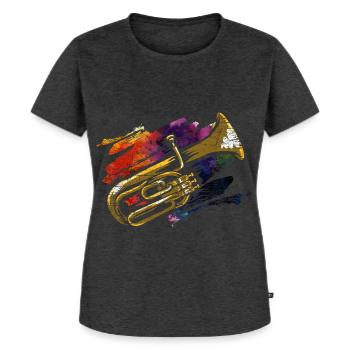 Strahlendes Althorn Blaskapelle - Frauen Premium Bio T-Shirt - Anthrazit meliert - Vorne - Selfina (174cm)