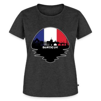 Bordeaux-Frankreich-Flaggen-Skyline-Schattenbild-Reise - Frauen Premium Bio T-Shirt - Anthrazit meliert - Vorne - Selfina (174cm)