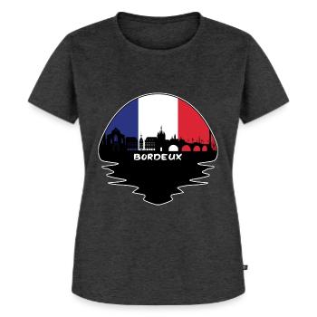 Bordeaux-Frankreich-Flaggen-Skyline-Schattenbild-Reise - Frauen Premium Bio T-Shirt - Anthrazit meliert - Vorne - Selfina (174cm)