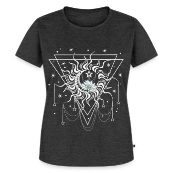 Sonne Mond und Sterne - Frauen Premium Bio T-Shirt - Anthrazit meliert - Vorne - Selfina (174cm)