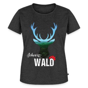 Schwarzwald Hirsch - Frauen Premium Bio T-Shirt - Anthrazit meliert - Vorne - Selfina (174cm)