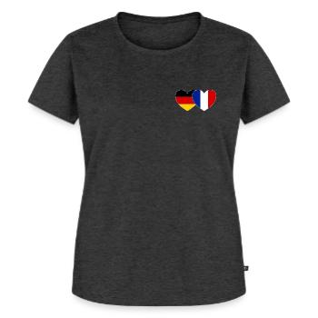 Deutschland Frankreich Flagge Herz - Frauen Premium Bio T-Shirt - Anthrazit meliert - Vorne - Selfina (174cm)