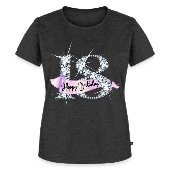 Happy Birthday 18. Geburtstag Geschenk Diamanten - Frauen Premium Bio T-Shirt - Anthrazit meliert - Vorne - Selfina (174cm)